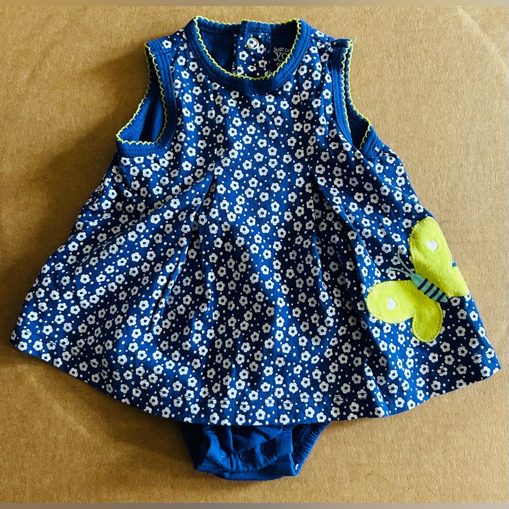 Floral Blue Bodysuit with Yellow Butterfly